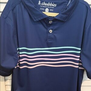 Chubbies Navy Polo with Pastel Stripes
